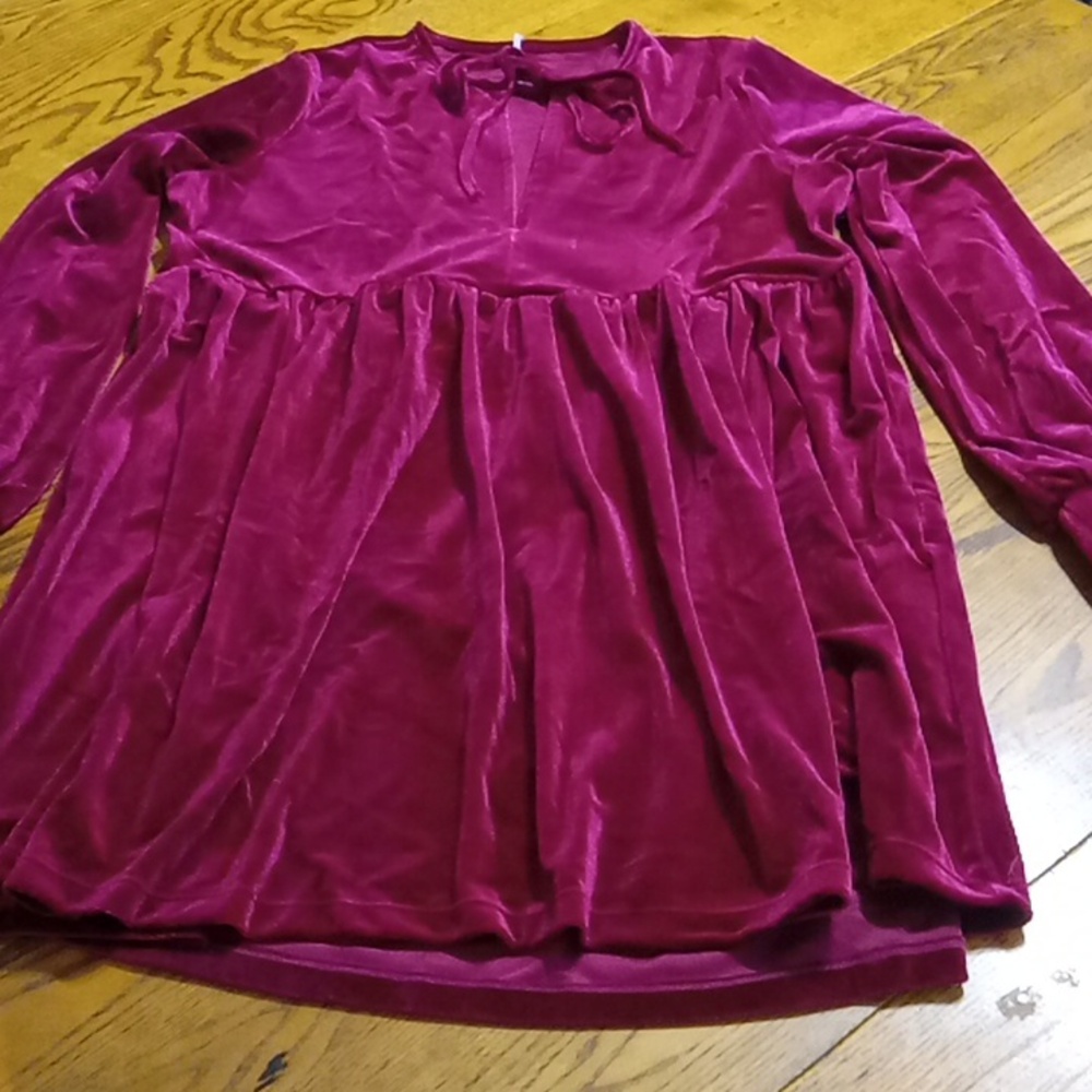 HALARA DRESS Women SMALL Mini VELVET BURGUNDY MAROON Sleeve Casual Work NEW